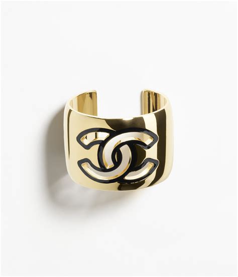 chanel metal and resin gold black|Cuff .